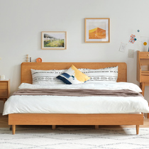 Cherry wood bed full solid wood 1 8 meters double Japanese modern simple size apartment household simple Nordic style