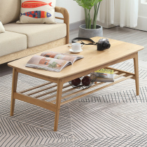 Nordic Solid Wood Tea Table Living Room Tea Table Modern Minima Double White Oak Coffee Table Day Style Small Family Table