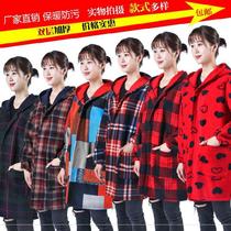 Mom loaded protective clothing cotton large pocket fat baking fashion men and women set up stalls overcoat women thickened velvet medium-long section