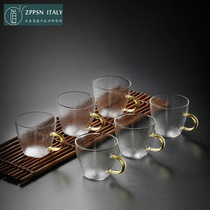 Italian ZPPSN Day-style heat-resistant glass tea cup Pink cup Home thickened Small number with handle tea set