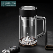 Italian ZPPSN day style upscale 999 pure silver double layer heat resistant glass cup home office with insulated water glass