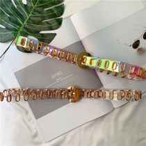 New Han Edition Gravure Belt Ladys Belt Belt Punch PVC Punk Student Trouser Belt Retro Tide