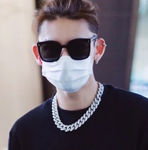 Double eyelid postoperative ugly glasses sun glasses full UV shielding large square frame sunglasses shading