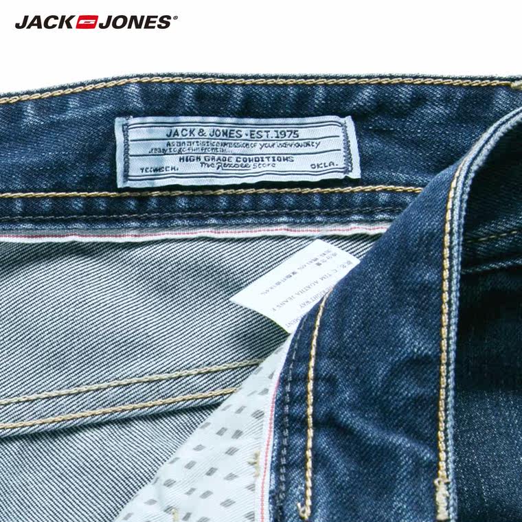 JackJones杰克琼斯酷爽面料男装修身直筒牛仔长裤C|215332047