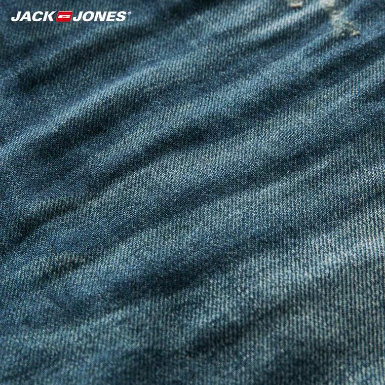 新降5折JackJones杰克琼斯纯棉拉链门襟重水洗牛仔裤C|215232009
