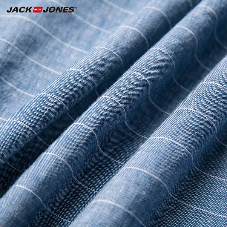 JackJones杰克琼斯含亚麻棉质合体商务男装长袖衬衫E|215305031