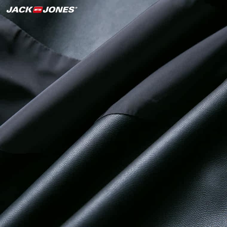 爆JackJones杰克琼斯拼接男装棒球商务皮衣夹克外套秋E|215321047