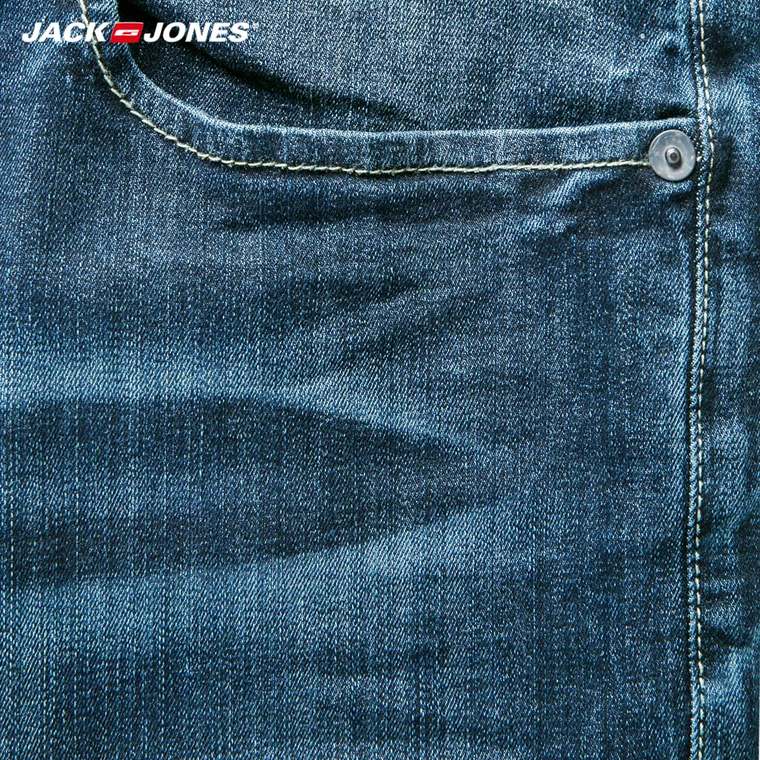 JackJones杰克琼斯含莱卡男装修身锥腿刮破牛仔裤O|215332020