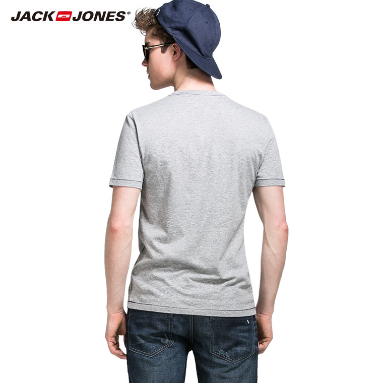 5折JackJones杰克琼斯纯棉植绒印花短袖T恤衫潮O|215201021