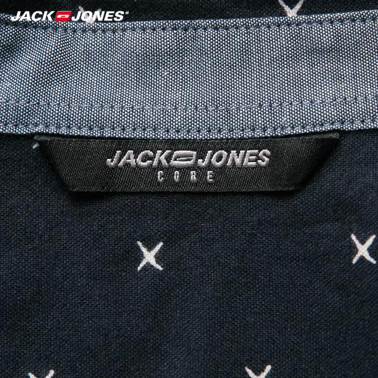 JackJones杰克琼斯纯棉合体印花男士长袖衬衫C|215405015