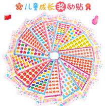Children Cartoon Bonus Stickers Stereobubble Stickup Kindergarten Small Red Flowers Pentagram Smiley Face Praise Encourage Stickers
