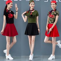 Square dance costume female 2021 new summer dance costume Sailor dance costume army fan middle-aged and elderly suit dance costume