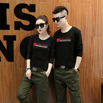Outdoor leisure round-neck army fan T-shirt couple suit Camouflage training suit Long-sleeved sailor dance costume two-piece suit