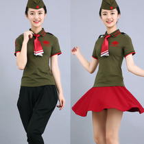 Summer short-sleeved T-shirt 2020 new sailor dance clothing female dance clothing outdoor training clothing top military fan suit