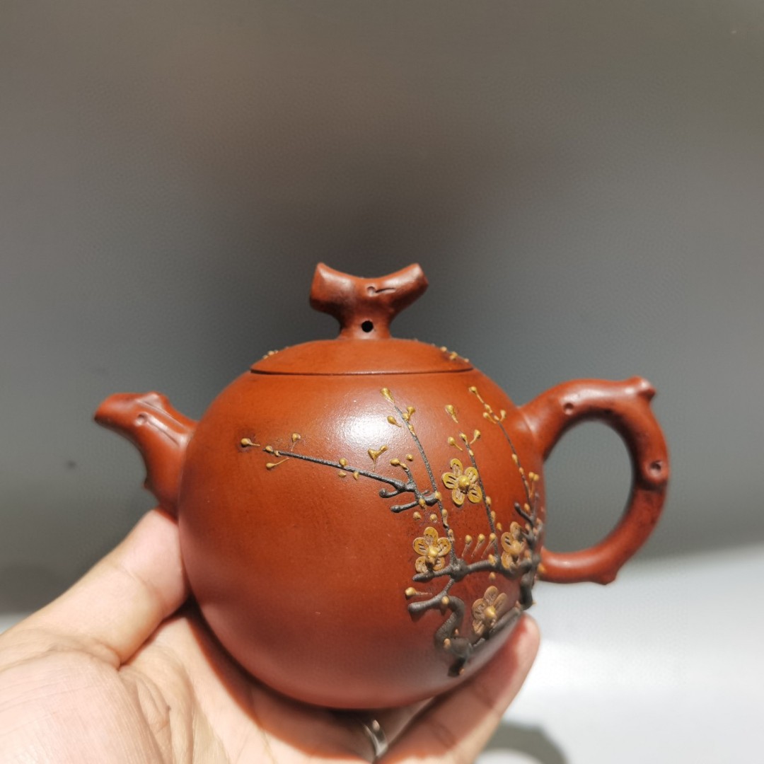 小梅花壶】宜兴高档精品紫砂壶盛荷芬紫砂艺术作品梅花香自苦寒来