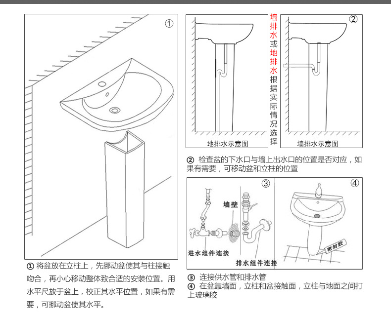 凯蒂芙立柱盆陶瓷卫生间洗脸盆阳台落地式洗手盆立式洗面池柱盆