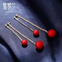 Violet flouring red earrings Small people design advanced sense New tide masters design earwear in 2022