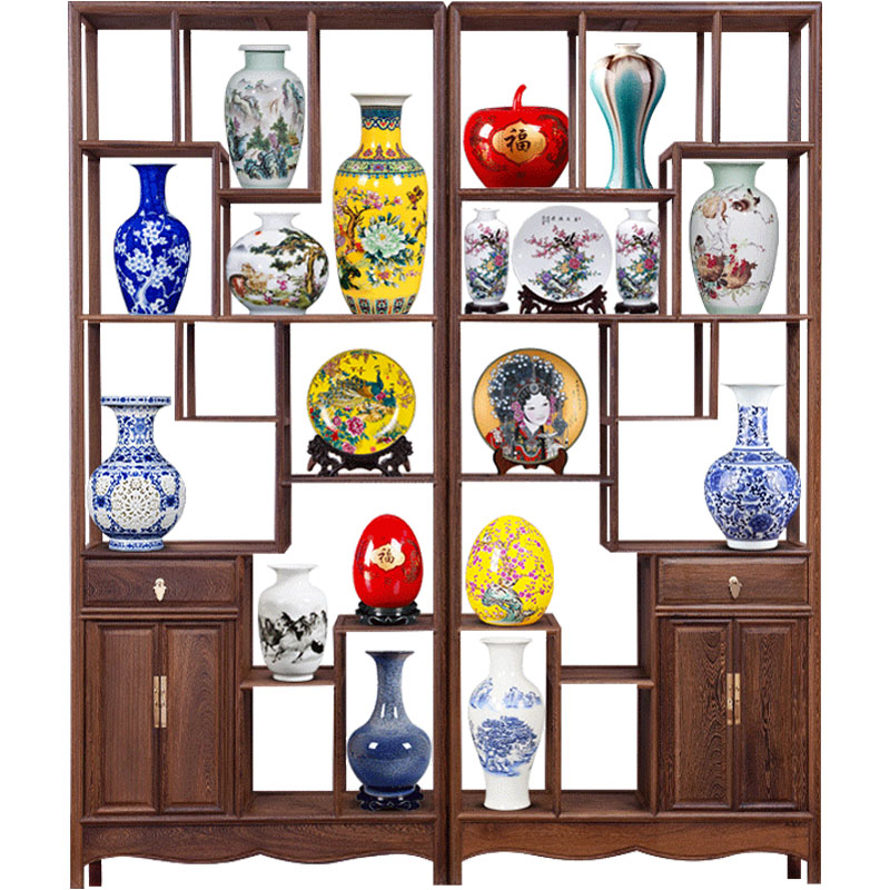 Jingdezhen ceramics furnishing articles Chinese blue and white porcelain vases, flower arrangement household decorates sitting room rich ancient frame handicraft