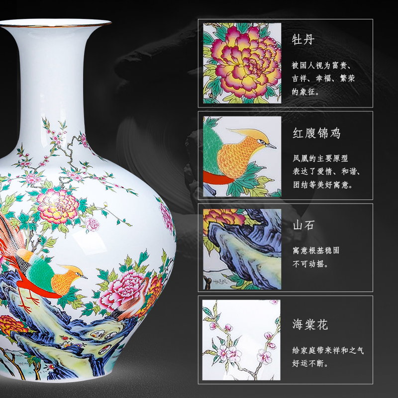 Jingdezhen ceramic hand - made thin foetus vase of new Chinese style living room TV cabinet flower arranging porcelain home decoration furnishing articles