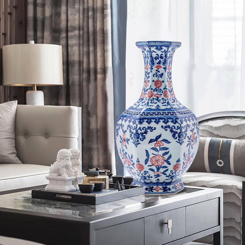 Jingdezhen ceramics powder enamel vase of blue and white porcelain imitation study furnishing articles the qing qianlong, the sitting room porch decoration