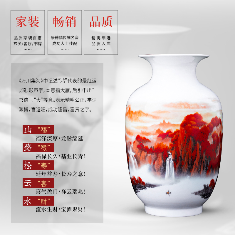 Jingdezhen ceramics three - piece vase office furnishing articles living room flower arranging new Chinese wine accessories