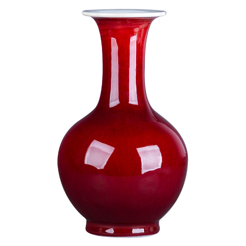 Jingdezhen ceramic antique ruby red glaze vase large living room TV ark, flower adornment of Chinese style household furnishing articles