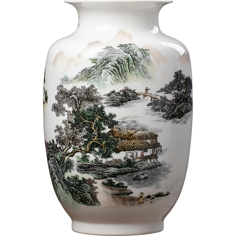 Blue and white porcelain vase furnishing articles of jingdezhen ceramics Chinese flower arranging rich ancient frame home decoration handicraft sitting room