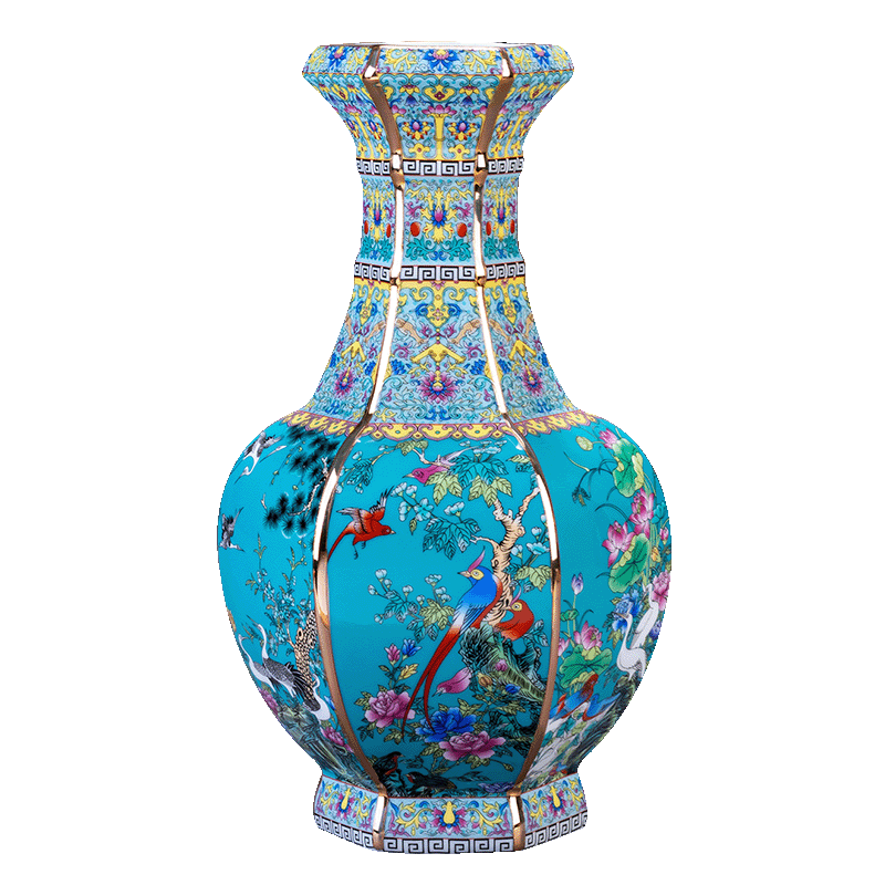 Jingdezhen porcelain qianlong vase Chinese style restoring ancient ways colored enamel furnishing articles flower arranging rich ancient frame sitting room adornment