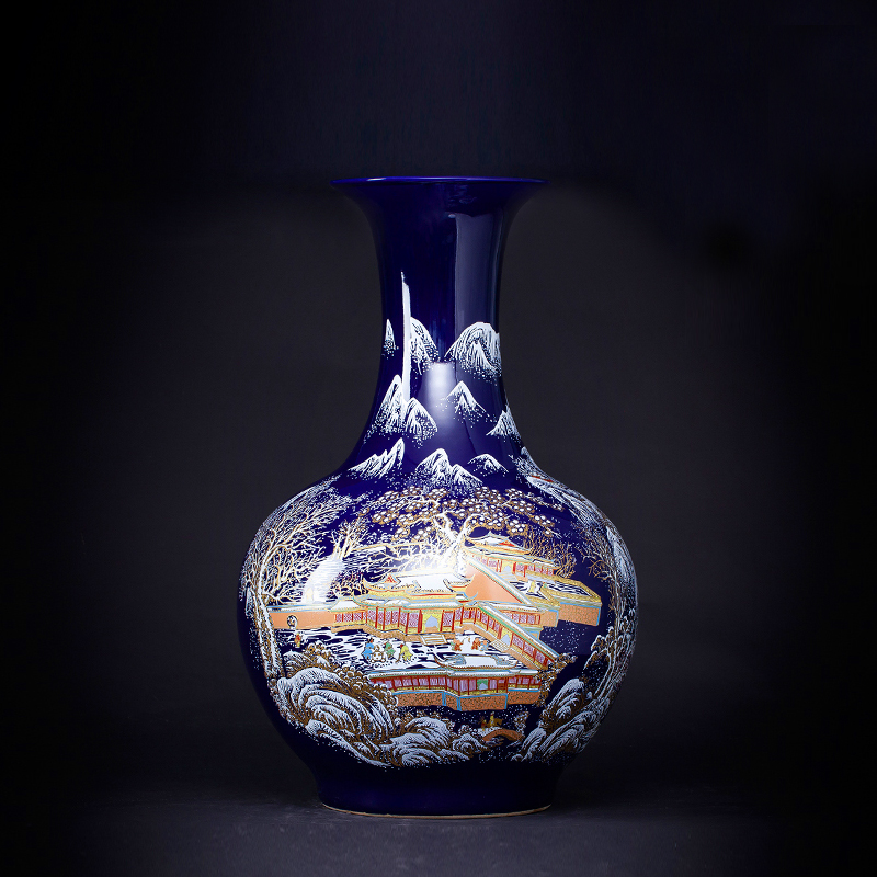 Archaize of jingdezhen chinaware big blue vase furnishing articles flower arranging ground adornment of Chinese style of the sitting room porch decoration