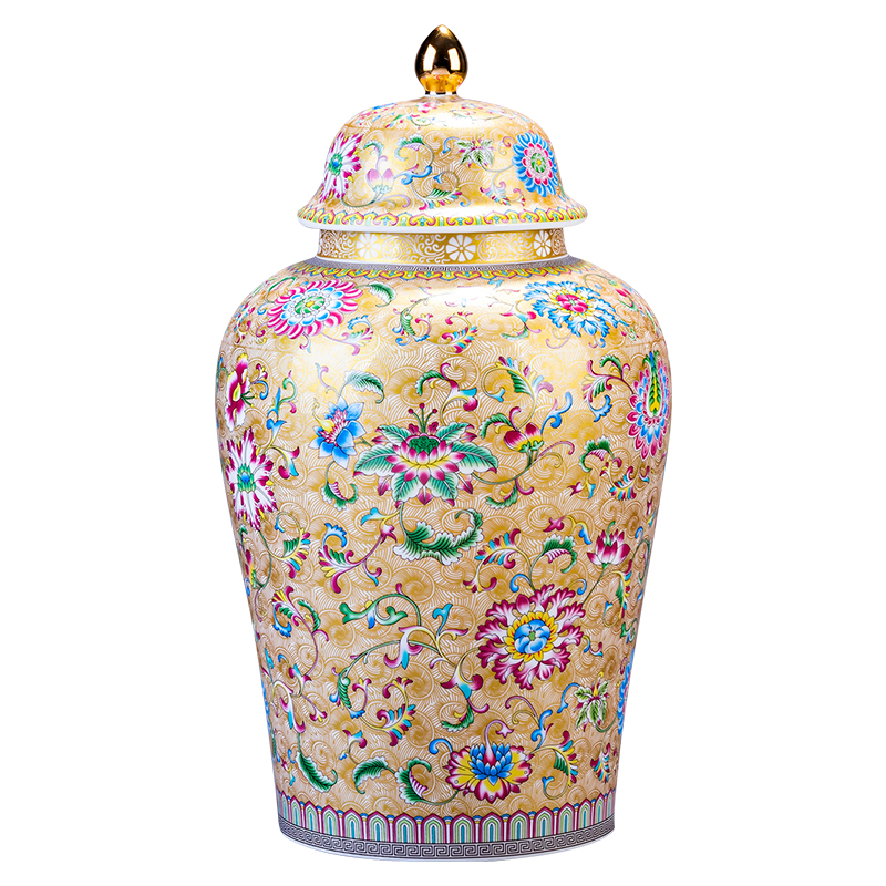 Archaize of jingdezhen ceramics powder enamel manual bound branch lotus caddy fixings household sealed container storage jar of gift boxes