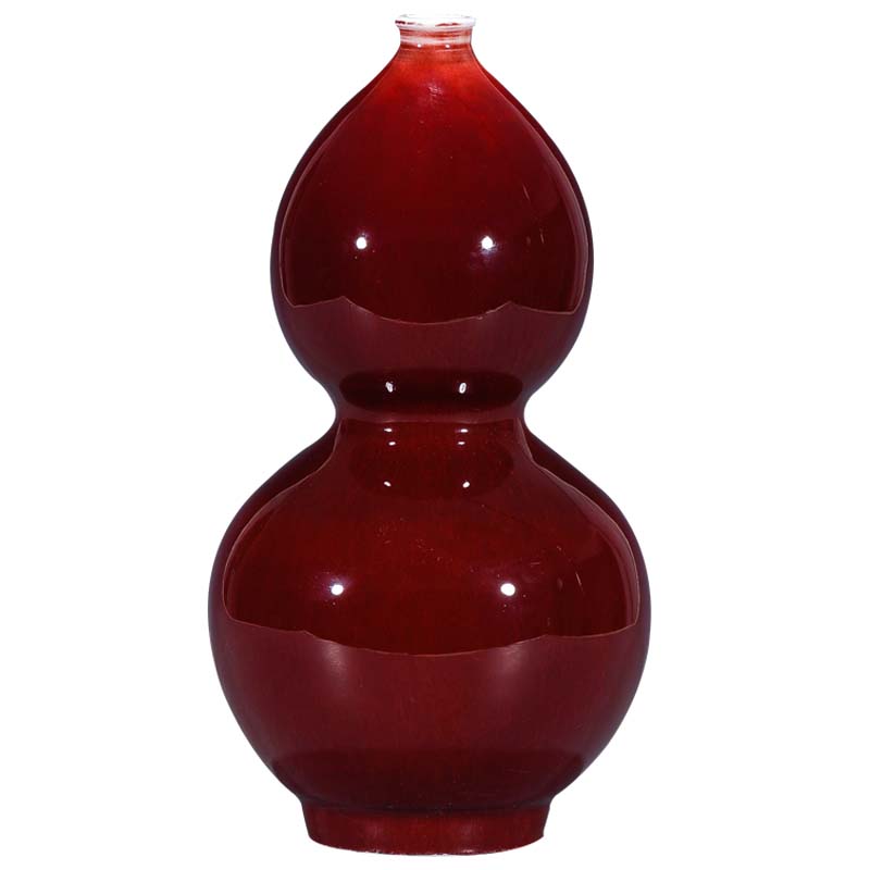 Jingdezhen ruby red bottle gourd ceramics vase Chinese style classical wine sitting room adornment rich ancient frame furnishing articles