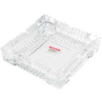 Deli 9580 large ashtray thick glass ashtray 18*18*4cm desktop office stationery