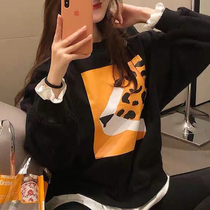 Sweatshirt women 2021 new spring and autumn thin Korean version of loose bf long stitching fake two-piece coat tide ins