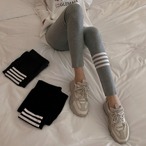 2021 new autumn and winter plus velvet thick warm gray shark leggings women wear small thin leg pants