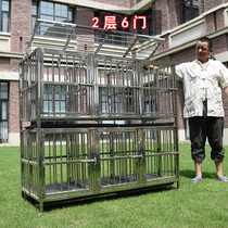 Stainless steel folding dog cage Double-layer two-layer three-layer multi-layer combination of mother and child cage Small dog pet shop foster cage