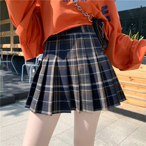 Autumn and winter size skinny skirt women 200kg fat sister Net red Korean Plaid age reduction A pleated skirt