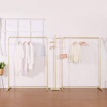 Clothing store display stand gold clothing rack womens clothing store shelf floor rack iron simple