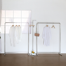 nv fu zhuang dian display floor service shelf stainless steel brushed silver color display rack hanger womens clothing shelves