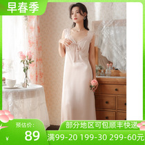 Emulated silk sleeveless sleeping dress Women Summer Palace Princess Sweetness Princess Sweet sexy lace Sleeping Dress Ice Silk Outwear Home Clothing