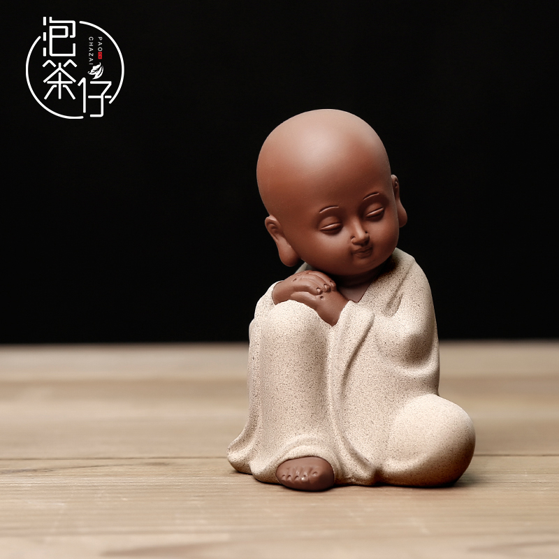 Furnishing articles kongfu zen lovely watch didn 't listen to not to say the young monk tea pet violet arenaceous the little novice monk ceramic tea art