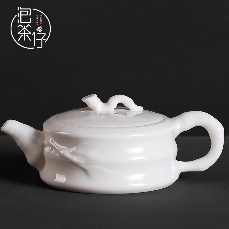 Tea seed high - white little teapot household pure manual kung fu Tea set with simple filter is bamboo pot pot of ceramics