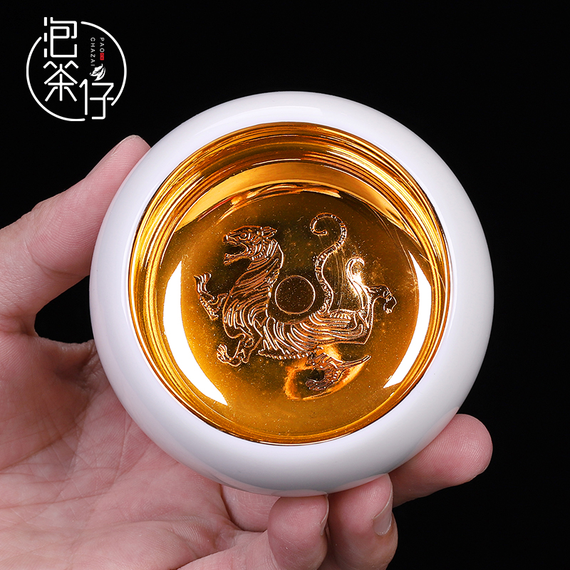 Ocean 's gold cup masters cup single white porcelain cup pure manual high - grade men' s single CPU getting kunfu tea sample tea cup