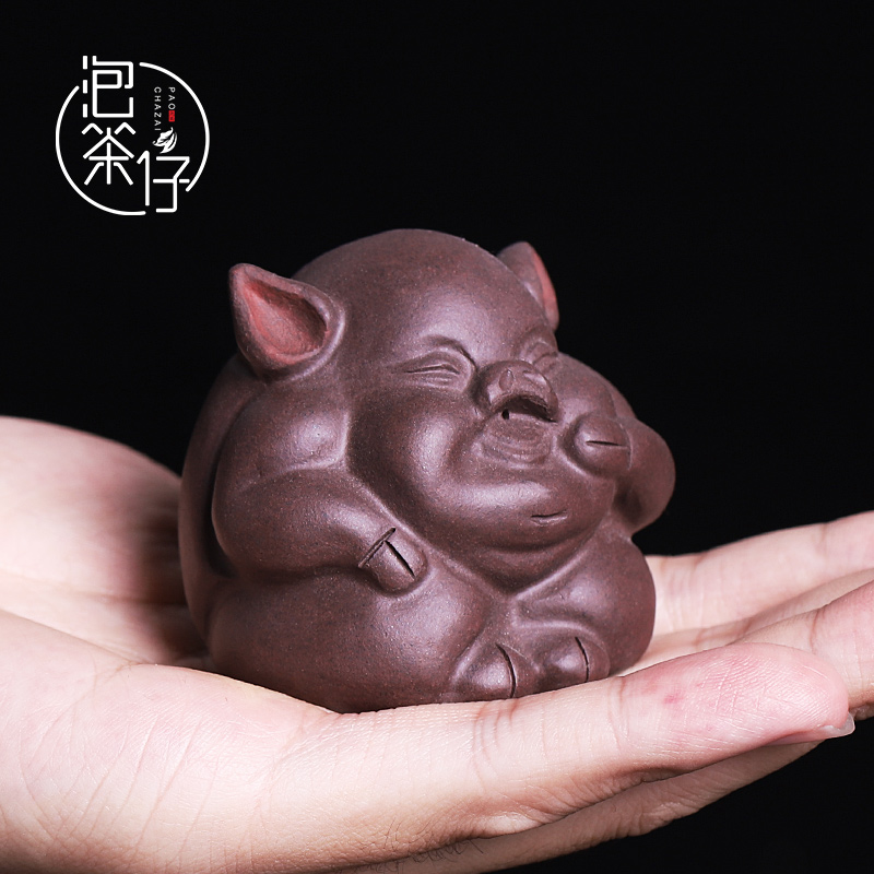 The Pet pig lovely purple sand tea tea art furnishing articles sitting room zodiac ceramic can keep individuality creative play tea tea