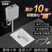 Squatting toilet flush tank whole set of potty squatting pit toilet pool left and right side drain wall horizontal row front and rear squat toilet