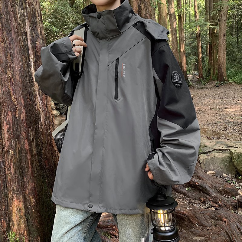 山系外套男宽松情侣美式机能三合一冲锋衣防风防水休闲夹克连帽衫