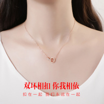 Mobius Double Ring Necklace Female choker Sterling Silver Simple Temperament Rose Gold Pendant niche to give birthday gift