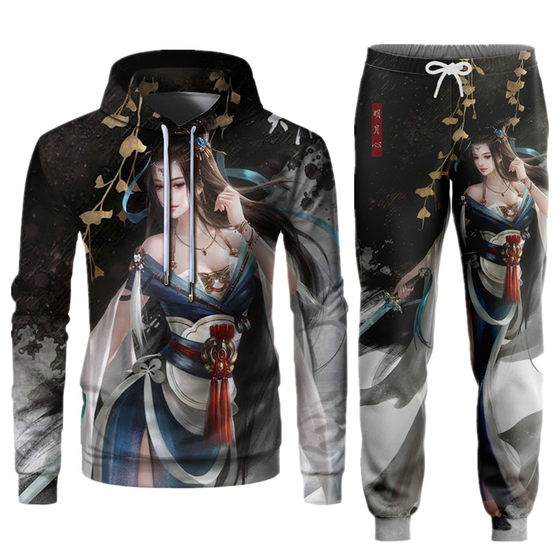 Spring and Autumn 3D three-dimensional printing ancient style bright moon heart personality loose large size men's top sweatshirt trousers sweatshirt suit
Spring and Autumn 3D three-dimensional printing ancient style bright moon heart personality loose large size men's top sweatshirt trousers sweatshirt suit