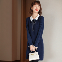 Elegant and elegant feminine 2022 Spring New temperament waist thin design sense doll collar dress female