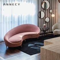 Nordic fabric sofa living room Small apartment Modern simple light luxury Three-person four-person creative curved curved model room