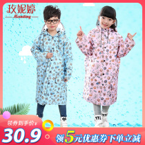 Childrens raincoats girls kindergartens thick waterproof cold-proof ponchos schoolbags primary school students conjoined raincoats